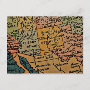 Postale Carte de l'Arizona et du Nouveau-Mexique