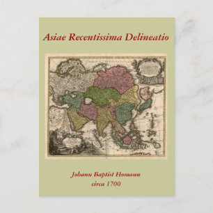 Postale Carte de l'Asie des années 1700