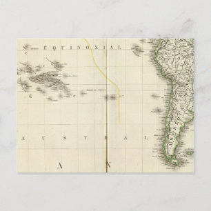 Postale Carte de l'Atlas de l'océan Pacifique