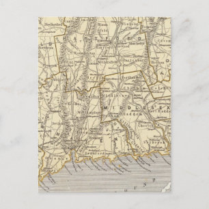 Postale Carte de l'Atlas du Connecticut