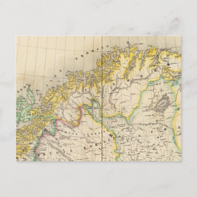 Postale Carte de l'Atlas Suède/Norvège (Devant)