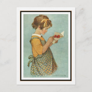 Postale Carte de lecture vintage pour fille par Jessie Wil