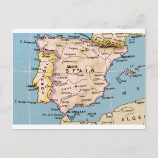 Postale Carte de l'Espagne Design Vintage
