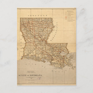 Postale Carte de l'état de la Louisiane (1876)