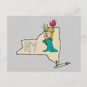Postale Carte De L'État De New York NY Statue De La Libert