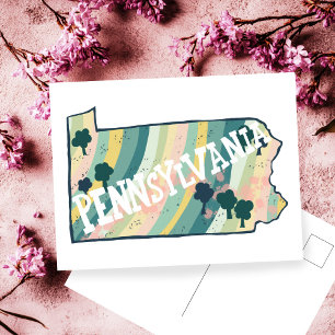 Postale Carte de l'État de Pennsylvanie illustrée en gras 