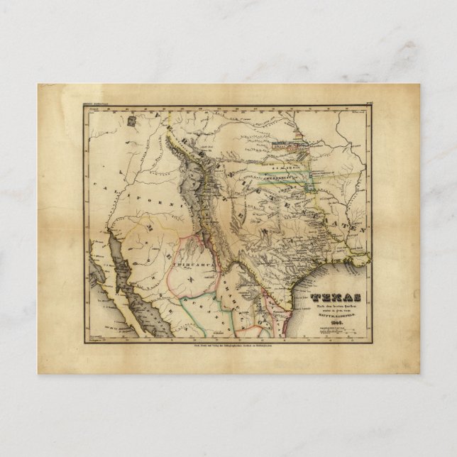 Postale Carte de l'état du Texas (1846) (Devant)