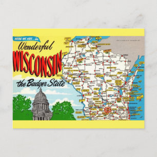 Postale Carte de l'État du Wisconsin