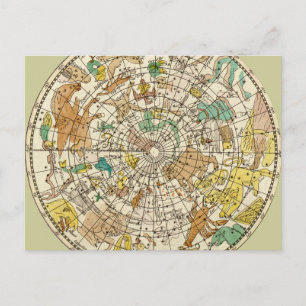 Postale Carte de l'étoile du ciel du Nord et des constella