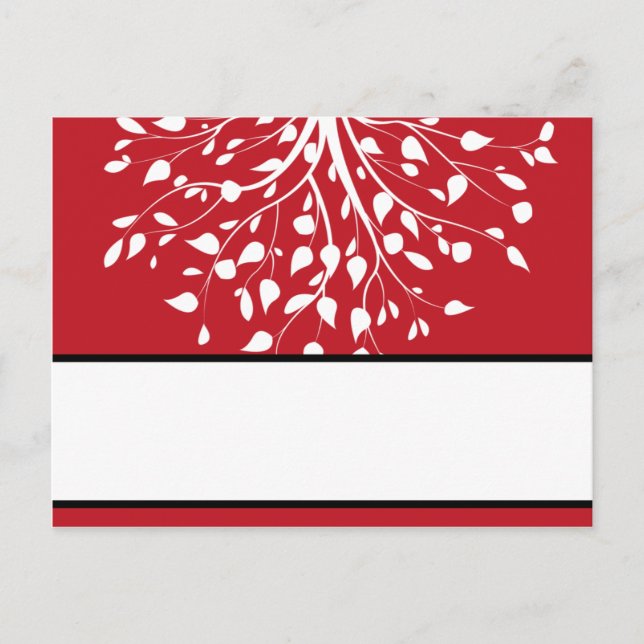 Postale Carte de lieu écrite Hiver Gris/Arbre rouge (Devant)