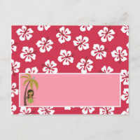 Carte de lieu écrite Pink Hawaiian Luau Tropical