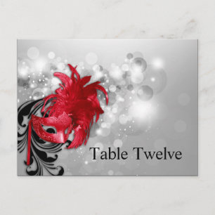 Postale Carte de lieu écrite rouge sur Masquerade argent