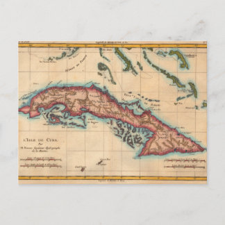 Postale Carte de l'île de Cuba vintage Vieux voyages