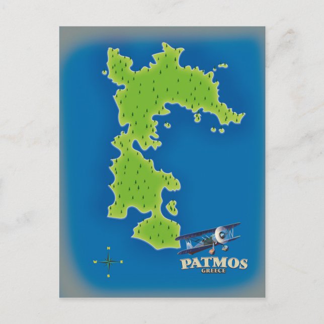 Postale Carte de l'île de Patmos Grèce (Devant)