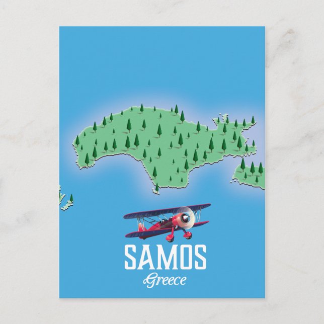 Postale Carte de l'île grecque de Samos (Devant)
