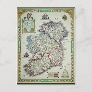 Postale Carte de l'Irlande - Carte Historique Irlandaise E
