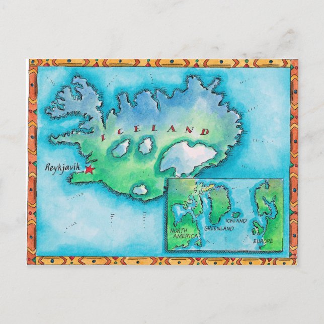 Postale Carte de l'Islande (Devant)