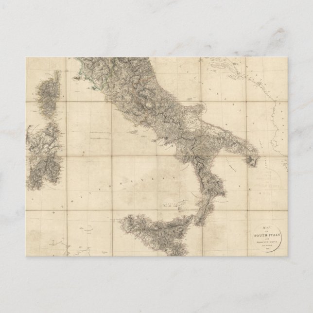 Postale Carte de l'Italie du Sud et des côtes adjacentes (Devant)
