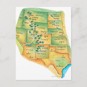 Postale Carte de l'ouest des États-Unis
