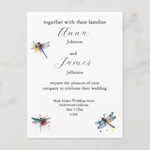 Postale Carte de mariage papillon libellule