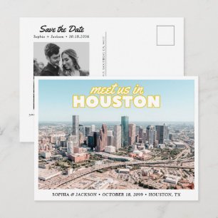 Postale Carte de mariage rétro "Houston, réservez la date"