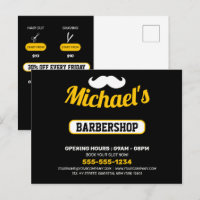 Carte de marketing de salon de coiffure noir et bl