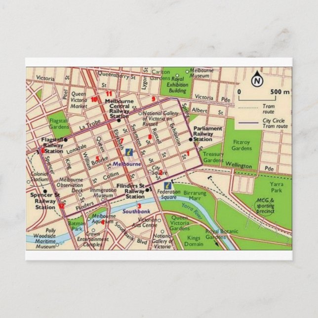 Postale carte de melbourne ville cbd (Devant)