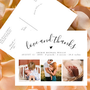 Postale Carte de Naissance avec Photo Arch Amour&Remerciem
