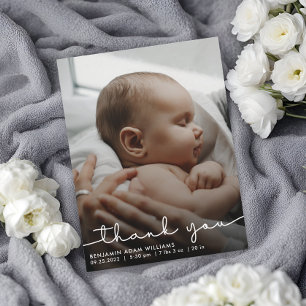 Postale Carte de naissance bébé avec écriture remerciement