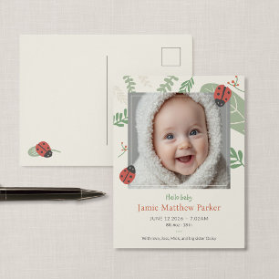 Postale Carte de naissance bébé coccinelle mignonne
