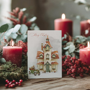 Postale Carte de Noël aquarelle pour les fêtes de Noël