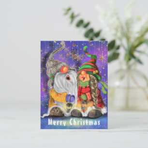 Postale Carte de Noël avec Couple de Gnomes