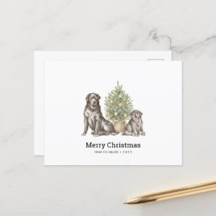 Postale Carte de Noël avec la famille Black Labrador Dog