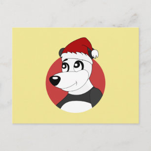 Postale carte de Noël avec un ours panda mignon