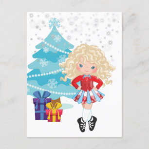 Postale Carte de Noël Blond Irish Dancer