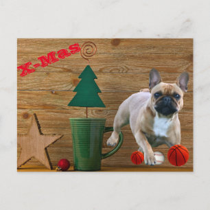 Postale Carte de Noël Bulldog français Noël