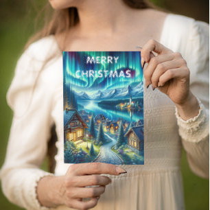 Postale Carte de Noël Cabane au milieu des bois enchantés