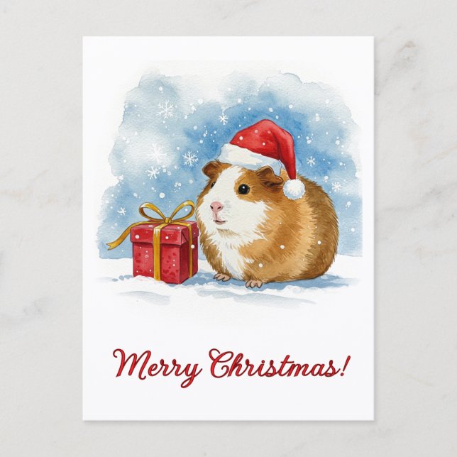 Postale Carte de Noël de cochon d'Inde (Devant)