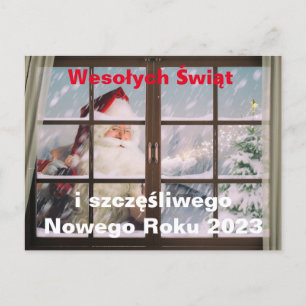 Postale Carte de Noël en polonais Wesołych Świąt Nouvel An