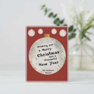 Postale Carte de Noël Familiale Ornement Rustique Joyeux N