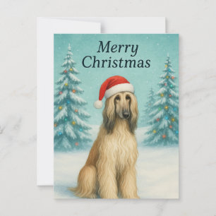 Postale Carte de Noël Hound Afghan - Carte de vacances