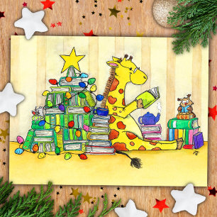 Postale Carte de Noël livresque par Nicole Janes