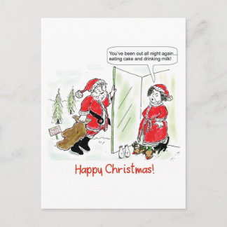 Postale Carte de Noël...Père Noël le matin de Noël