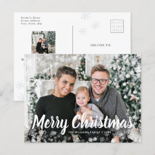 Postale Carte de Noël photo neige