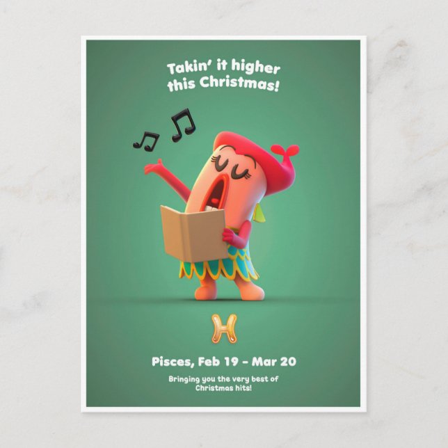 Postale Carte de Noël pour les Poissons (Devant)