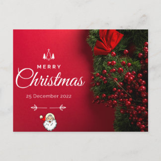 Postale Carte de Noël Rouge Beauté et Minimaliste
