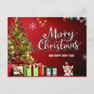 Postale Carte de Noël rouge et vert coloré