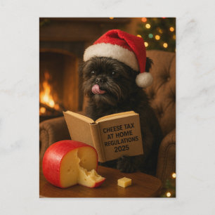 Postale Carte de Noël 'Taxe sur le fromage' Affenpinscher