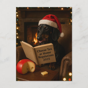 Postale Carte de Noël 'Taxe sur le fromage' pour teckel