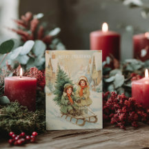 Carte de Noël victorienne vintage